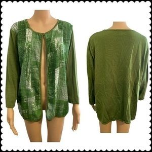 Investments Cardigan Womens XL Single Button Front Green EUC